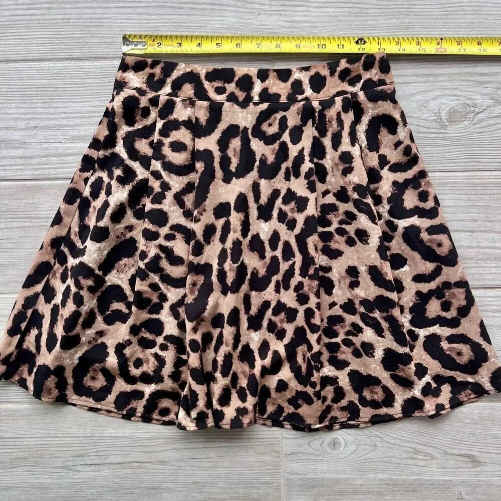Loavies Womens Brown Black Leopard Print Mini‎ A-Line Skirt Size Small